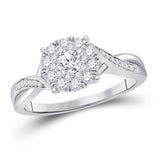 14kt White Gold Womens Round Diamond Solitaire Bridal Wedding Engagement Ring 1/2 Cttw