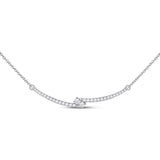 14kt White Gold Womens Round Diamond Bar 2-stone Necklace 1/2 Cttw