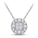 14kt White Gold Womens Princess Diamond Fashion Cluster Pendant 1/4 Cttw