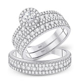 14kt White Gold His Hers Round Diamond Solitaire Matching Bridal Wedding Ring Band Set 2.00 Cttw (Certified)