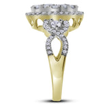 14kt Yellow Gold Womens Round Diamond Right Hand Cluster Ring 1-1/2 Cttw