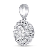 14kt White Gold Womens Round Diamond Flower Cluster Pendant 1/2 Cttw