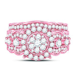 14kt Rose Gold Womens Round Diamond Bridal Wedding Engagement Ring Band Set 2.00 Cttw