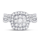 14kt White Gold Womens Round Diamond Bridal Wedding Engagement Ring Band Set 1.00 Cttw (Certified)