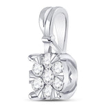 14kt White Gold Womens Round Diamond Flower Cluster Pendant 1/3 Cttw