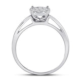 14kt White Gold Womens Princess Diamond Cluster Bridal Wedding Engagement Ring 1/4 Cttw