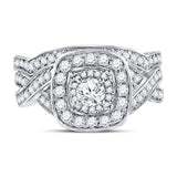 14kt Rose Gold Womens Round Diamond Bridal Wedding Engagement Ring Band Set 1.00 Cttw (Certified)