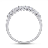 14kt White Gold Womens Round Diamond Triple Row Chevron Band Ring 1.00 Cttw