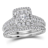 14kt White Gold Womens Round Diamond Bridal Wedding Engagement Ring Band Set 1.00 Cttw (Certified)