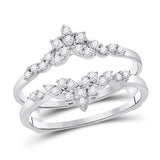 14kt White Gold Womens Round Diamond Fashion Wrap Ring Guard Enhancer 1/3 Cttw