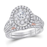 14kt Two-tone Gold Womens Round Diamond Bridal Wedding Engagement Ring Band Set 1-1/2 Cttw (Certified)