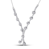 14kt White Gold Womens Round Diamond Flower Cluster Cocktail Necklace 1.00 Cttw