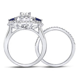 14kt White Gold Womens Princess Diamond Bridal Wedding Engagement Ring Band Set 1.00 Cttw (Certified)