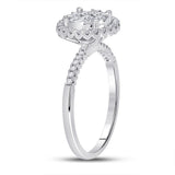 14kt White Gold Womens Round Diamond Right Hand Halo Cluster Ring 5/8 Cttw