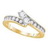 14kt Yellow Gold Womens Round Diamond 2-stone Bridal Wedding Engagement Ring 3/4 Cttw (Certified)