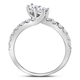 14kt White Gold Womens Round Diamond 2-stone Bridal Wedding Engagement Ring 1.00 Cttw (Certified)