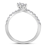 14kt White Gold Womens Round Diamond 2-stone Bridal Wedding Engagement Ring 1/2 Cttw (Certified)