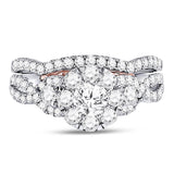 14kt White Gold Womens Round Diamond Bridal Wedding Engagement Ring Band Set 1-1/2 Cttw (Certified)