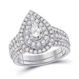 14kt Two-tone Gold Womens Pear Diamond Bridal Wedding Engagement Ring Band Set 2.00 Cttw (Certified)