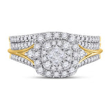 14kt Yellow Gold Womens Princess Diamond Bridal Wedding Engagement Ring Band Set 7/8 Cttw
