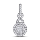 14kt White Gold Womens Princess Diamond Fashion Cluster Pendant 1/2 Cttw