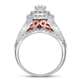 14kt Two-tone Gold Womens Round Diamond Bridal Wedding Engagement Ring Band Set 1-1/2 Cttw (Certified)
