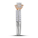 14kt Two-tone Gold Womens Round Diamond Bridal Wedding Engagement Ring Band Set 1.00 Cttw (Certified)