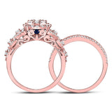 14kt Rose Gold Womens Round Diamond Bridal Wedding Engagement Ring Band Set 1.00 Cttw