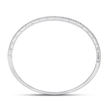14kt White Gold Womens Round Diamond Classic Bangle Bracelet 1.00 Cttw