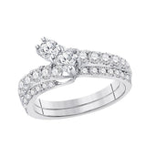 14kt White Gold Womens Round Diamond 2-stone Bridal Wedding Engagement Ring 3/4 Cttw (Certified)