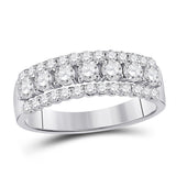 14kt White Gold Womens Round Diamond Classic Anniversary Band Ring 1.00 Cttw
