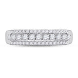 14kt White Gold Womens Round Diamond Classic Anniversary Band Ring 1/2 Cttw