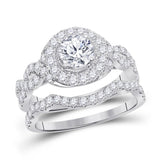 14kt White Gold Womens Round Diamond Bridal Wedding Engagement Ring Band Set 2.00 Cttw (Certified)