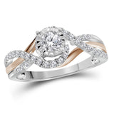 14kt Two-tone Gold Womens Round Diamond Solitaire Bridal Wedding Engagement Ring 1/2 Cttw (Certified)