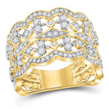 14kt Yellow Gold Womens Round Diamond Modern Geometric Band Ring 1.00 Cttw