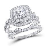 14kt White Gold Womens Princess Diamond Bridal Wedding Engagement Ring Band Set 2.00 Cttw (Certified)