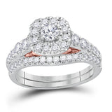 14kt Two-tone Gold Womens Round Diamond Bridal Wedding Engagement Ring Band Set 1.00 Cttw (Certified)