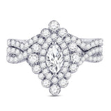 14kt White Gold Womens Marquise Diamond Bridal Wedding Engagement Ring Band Set 2.00 Cttw  (Certified)