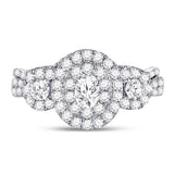 14kt White Gold Womens Oval Diamond Bridal Wedding Engagement Ring Band Set 1.00 Cttw (Certified)