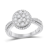 14kt White Gold Womens Round Diamond Right Hand Cluster Ring 1.00 Cttw