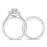 14kt White Gold Womens Round Diamond Bridal Wedding Engagement Ring Band Set 1.00 Cttw (Certified)