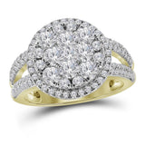 14kt Yellow Gold Womens Round Diamond Right Hand Cluster Ring 1-3/4 Cttw