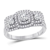 14kt White Gold Womens Round Diamond 3-stone Bridal Wedding Engagement Ring 1.00 Cttw