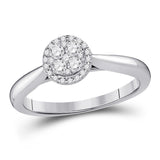 14kt White Gold Womens Round Diamond Fashion Cluster Ring 1/4 Cttw