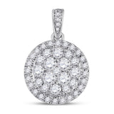 14kt White Gold Womens Round Diamond Halo Cluster Pendant 1.00 Cttw