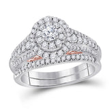 14kt Two-tone Gold Womens Round Diamond Bridal Wedding Engagement Ring Band Set 1.00 Cttw (Certified)