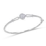 14kt White Gold Womens Princess Diamond Milgrain Bangle Bracelet 3/4 Cttw