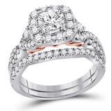 14kt Two-tone Gold Womens Round Diamond Bridal Wedding Engagement Ring Band Set 1-3/4 Cttw (Certified)