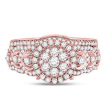 14kt Rose Gold Womens Round Diamond Bridal Wedding Engagement Ring Band Set 1.00 Cttw