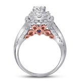 14kt Two-tone Gold Womens Round Diamond Bridal Wedding Engagement Ring Band Set 2.00 Cttw (Certified)
